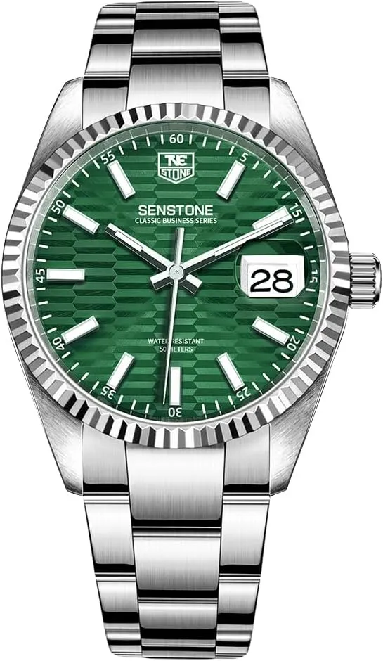 Watches for Men, Luxury Classic Business Dress Quartz Watch Stainless Steel Strap Analog Waterproof with Luminous Large Dial Calendar