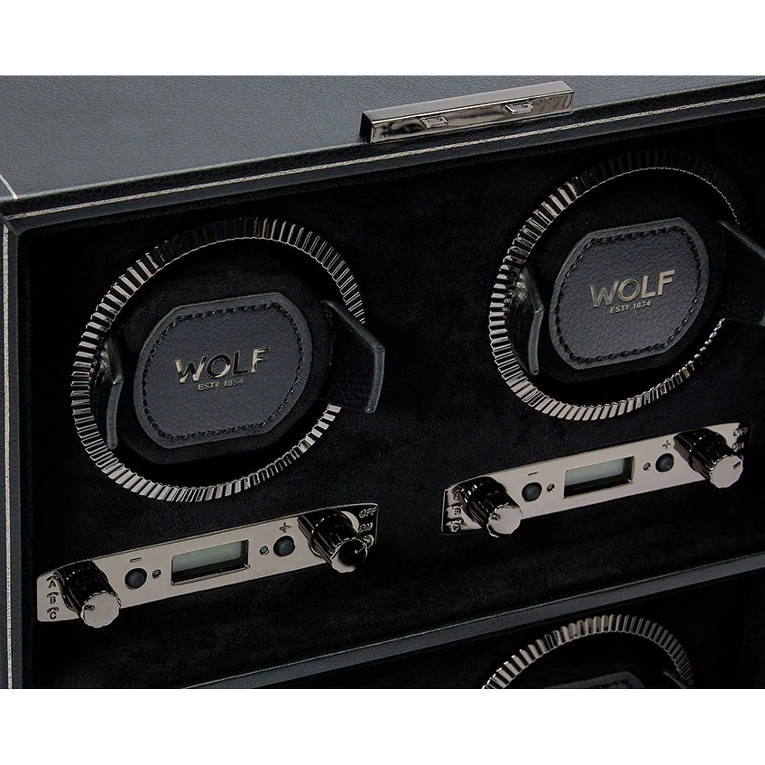 Wolf British Racing 4 Piece Watch Winder Black