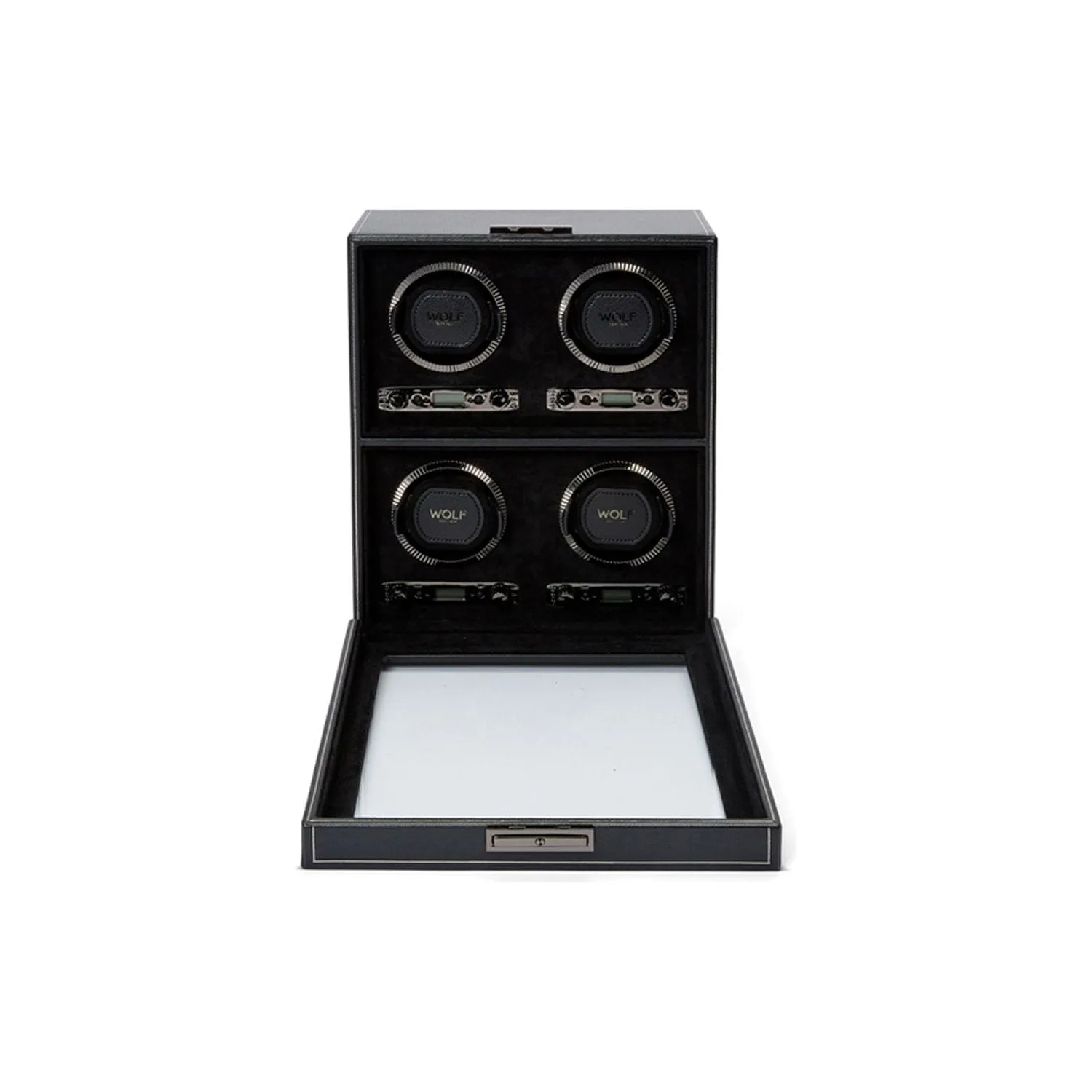 Wolf British Racing 4 Piece Watch Winder Black