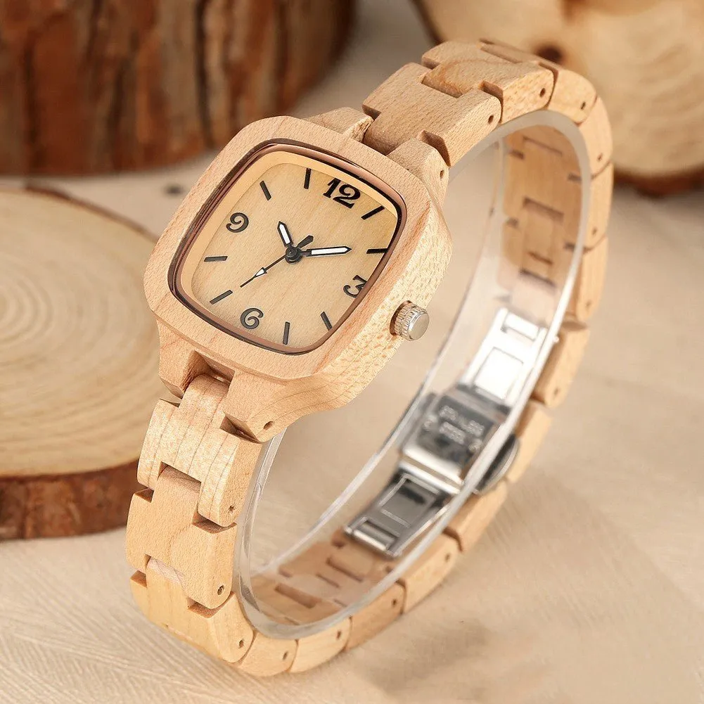 Women's Square Bamboo Wood Watch