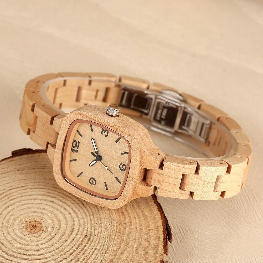 Women's Square Bamboo Wood Watch