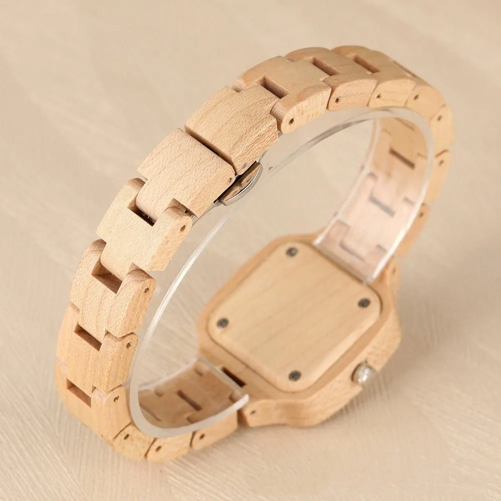 Women's Square Bamboo Wood Watch