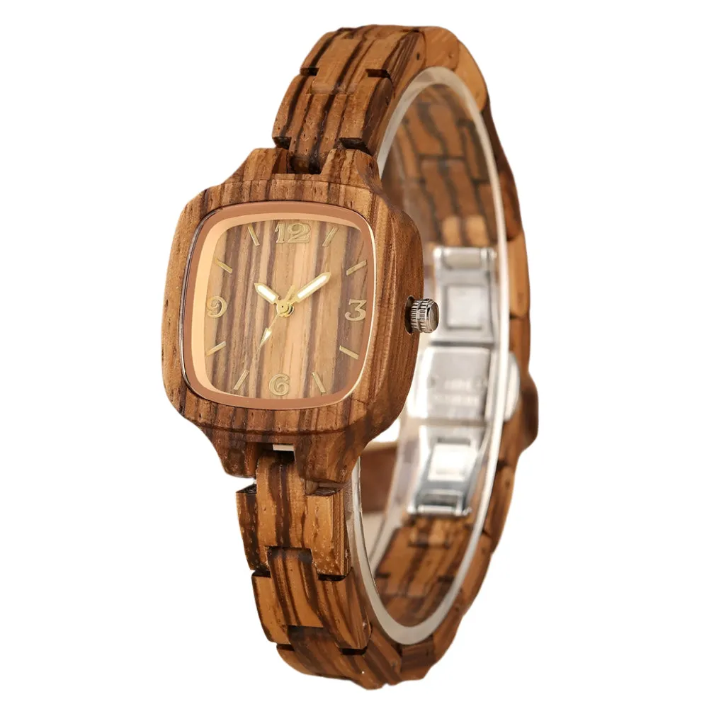 Women's Square Bamboo Wood Watch