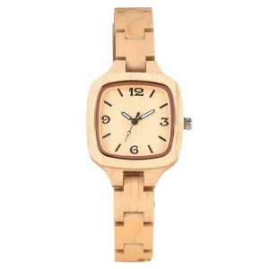 Women's Square Bamboo Wood Watch